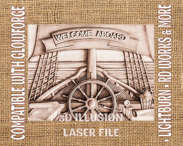 WELCOME SIGN 3d illusion & laser-ready files 3DWave.us